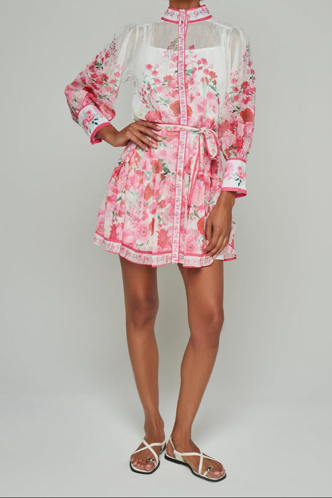 Ginevra Stand-Collar Floral Mini Dress - Stylish beautiful dress for special occasions | Buy Online