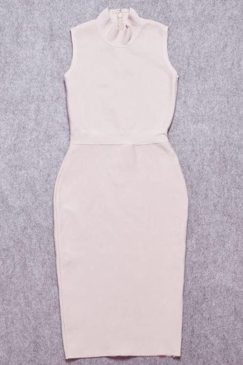 Stylish beautiful dress | Grace Bandage Midi Dress - Cream - Ideal for special occasions
