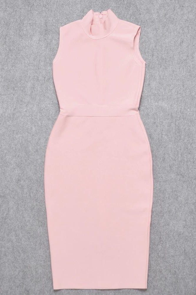 Grace Bandage Midi Dress - Dusty Pink - Stylish pink dress for special occasions | Buy Online