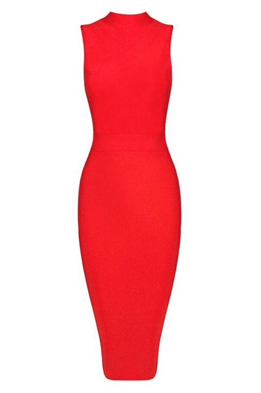 Grace Bandage Midi Dress - Lipstick Red - Stylish red dress for special occasions | Buy Online
