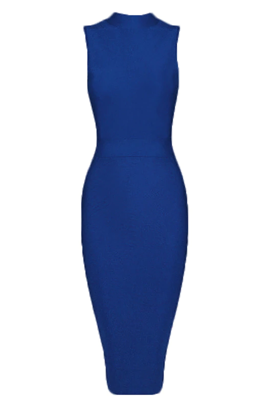 Stylish blue dress | Grace Bandage Midi Dress - Navy Blue - Ideal for special occasions