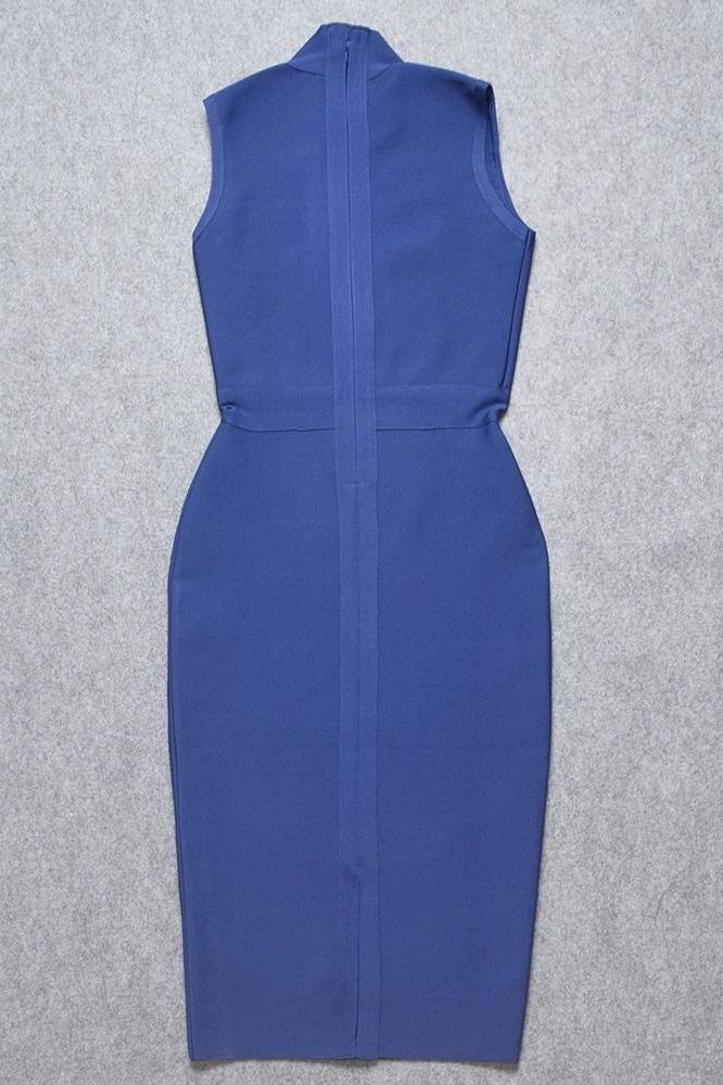 Stylish blue dress | Grace Bandage Midi Dress - Navy Blue - Ideal for special occasions