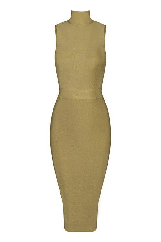 Grace Bandage Midi Dress - Olive Green - Stylish green dress for special occasions | Buy Online