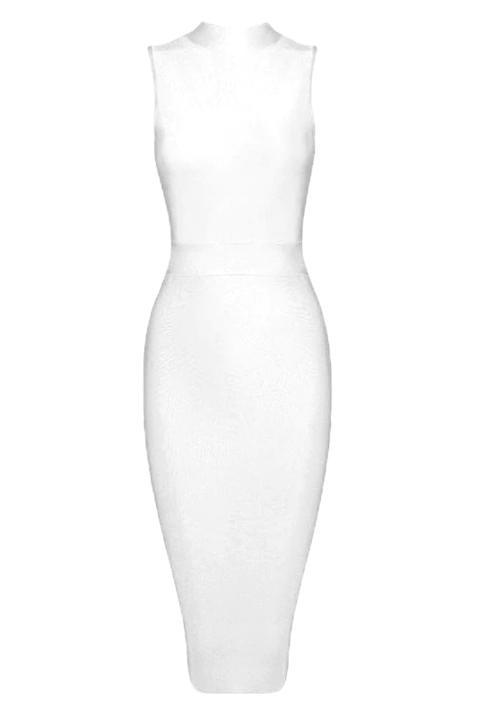 Stylish white dress | Grace Bandage Midi Dress - White Pearl - Ideal for special occasions