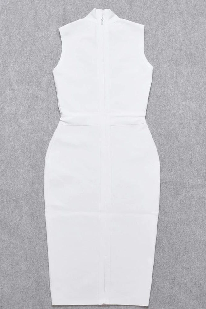 Grace Bandage Midi Dress - White Pearl - Stylish white dress for special occasions | Buy Online