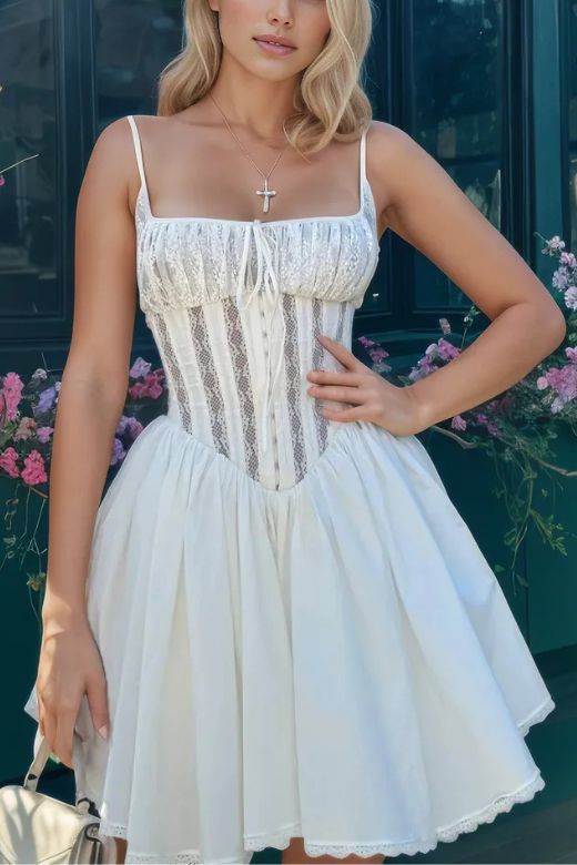 Hailee  Bodycon Mini Dress - White Pearl - Stylish white dress for special occasions | Buy Online