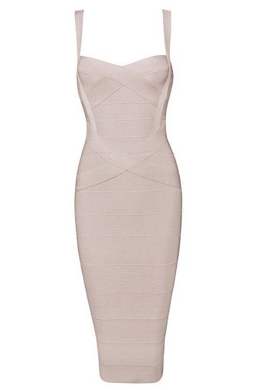 Heidi Bandage Midi Dress - Cream - Stylish beautiful dress for special occasions | Buy Online
