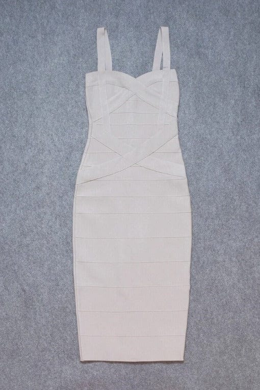 Stylish beautiful dress | Heidi Bandage Midi Dress - Cream - Ideal for special occasions