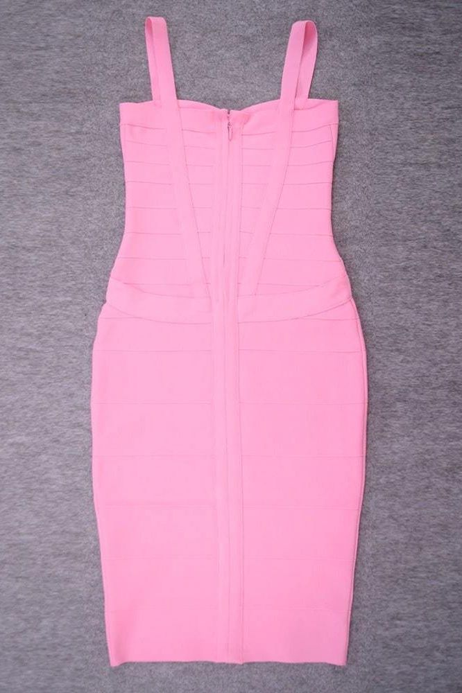 Stylish pink dress | Heidi Bandage Midi Dress - Dusty Pink - Ideal for special occasions