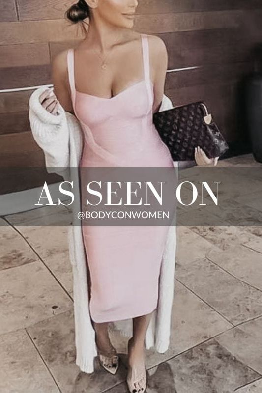Stylish pink dress | Heidi Bandage Midi Dress - Dusty Pink - Ideal for special occasions