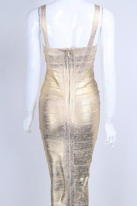 Heidi Bandage Midi Dress - Gold - Stylish beautiful dress for special occasions | Buy Online