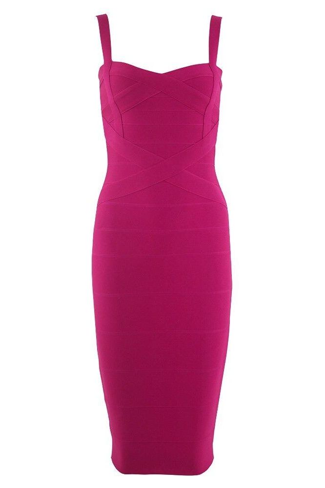 Shop  pink dress - Perfect for special occasions | Heidi Bandage Midi Dress - Magenta Pink