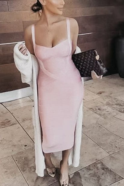 Heidi Bandage Midi Dress - Magenta Pink - Stylish pink dress for special occasions | Buy Online