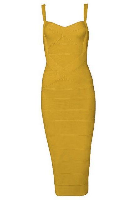 Stylish yellow dress | Heidi Bandage Midi Dress - Mustard Yellow - Ideal for special occasions