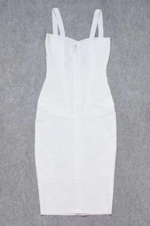 Heidi Bandage Midi Dress - White Pearl - Stylish white dress for special occasions | Buy Online