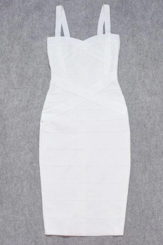 Shop  white dress - Perfect for special occasions | Heidi Bandage Midi Dress - White Pearl