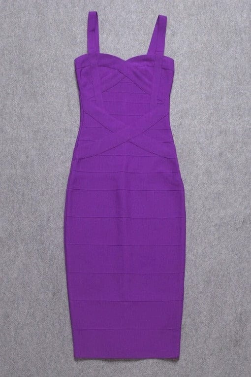 Shop  purple dress - Perfect for special occasions | Heidi Bandage Midi Dress - Plum Purple