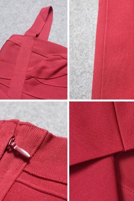 Heidi Bandage Midi Dress - Red Wine - Stylish red dress for special occasions | Buy Online