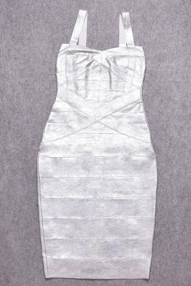 Heidi Bandage Midi Dress - Silver - Stylish beautiful dress for special occasions | Buy Online