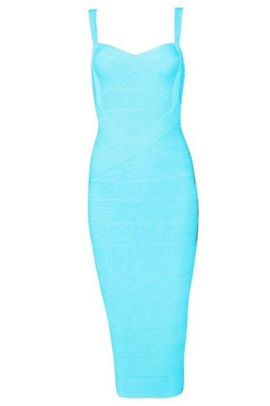 Stylish blue dress | Heidi Bandage Midi Dress - Sky Blue - Ideal for special occasions