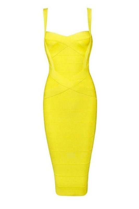 Shop  yellow dress - Perfect for special occasions | Heidi Bandage Midi Dress - Sun Yellow