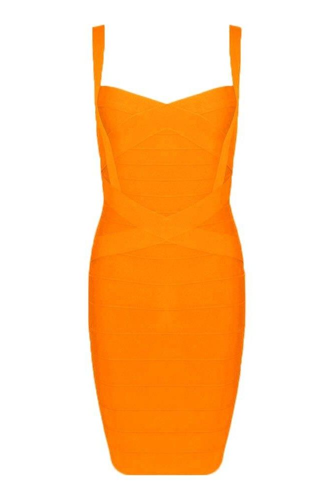 Heidi Bandage Mini Dress - Apricot Orange - Stylish orange dress for special occasions | Buy Online