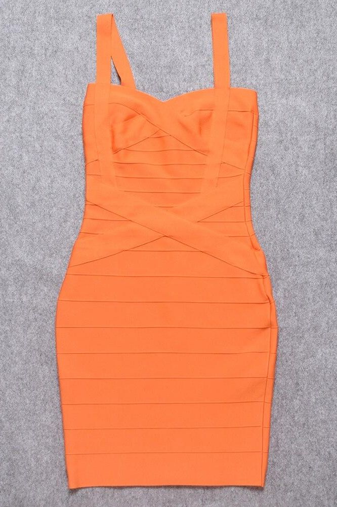 Shop  orange dress - Perfect for special occasions | Heidi Bandage Mini Dress - Apricot Orange