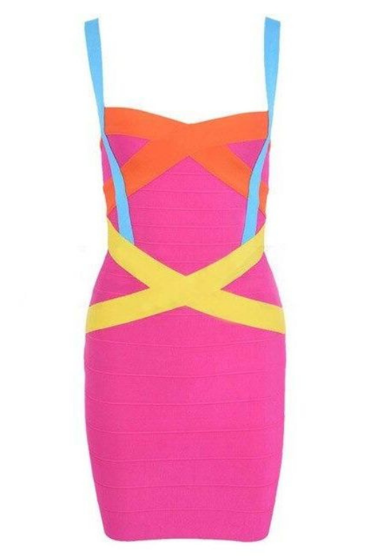 Stylish pink dress | Heidi Bandage Mini Dress - Hot Pink - Ideal for special occasions