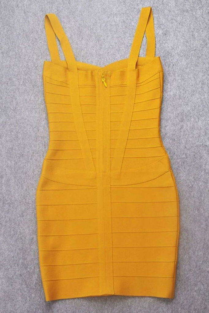 Stylish yellow dress | Heidi Bandage Mini Dress - Mustard Yellow - Ideal for special occasions