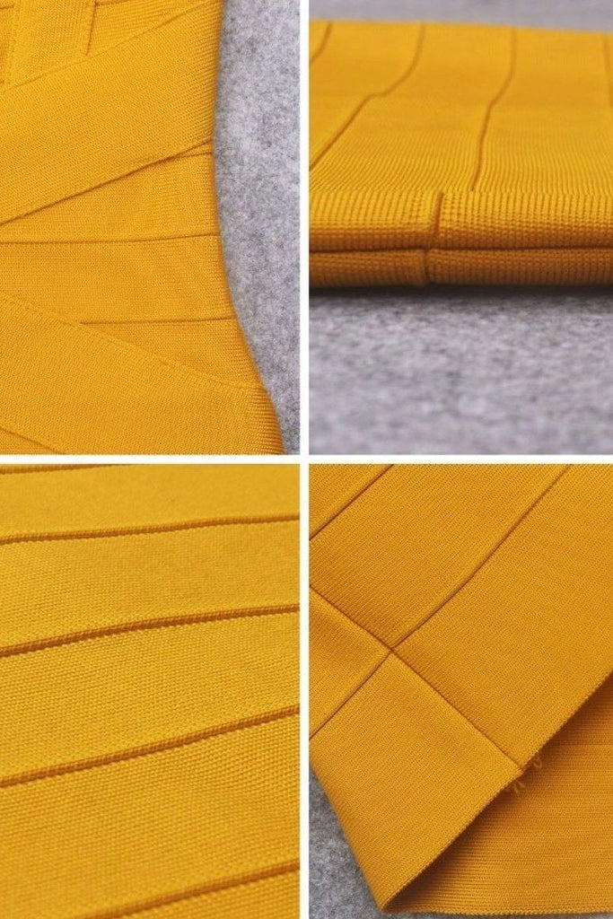 Shop  yellow dress - Perfect for special occasions | Heidi Bandage Mini Dress - Mustard Yellow