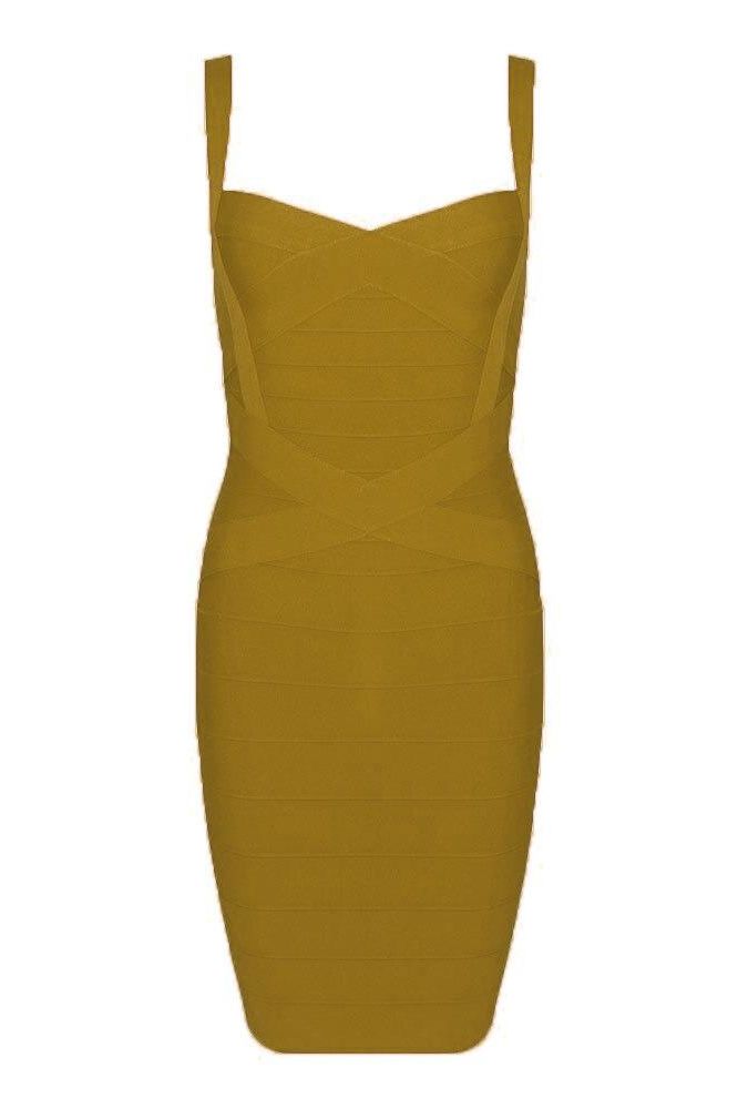 Heidi Bandage Mini Dress - Mustard Yellow - Stylish yellow dress for special occasions | Buy Online