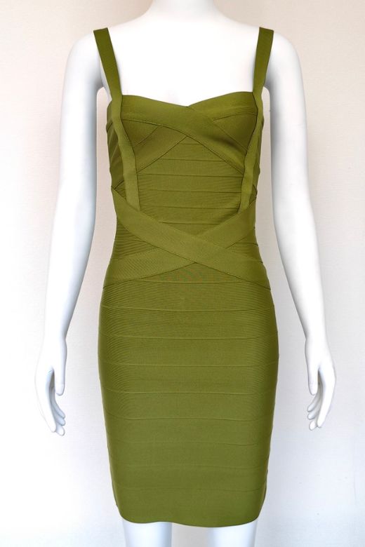 Heidi Bandage Mini Dress - Olive Green - Stylish green dress for special occasions | Buy Online