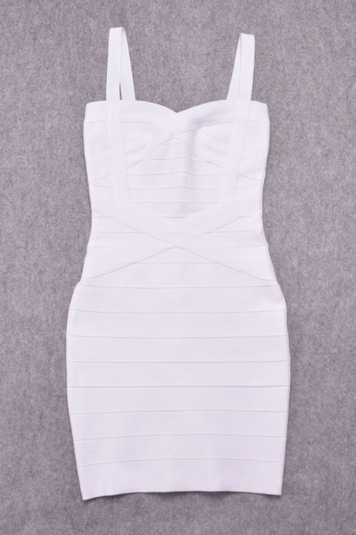 Stylish white dress | Heidi Bandage Mini Dress - White Pearl - Ideal for special occasions