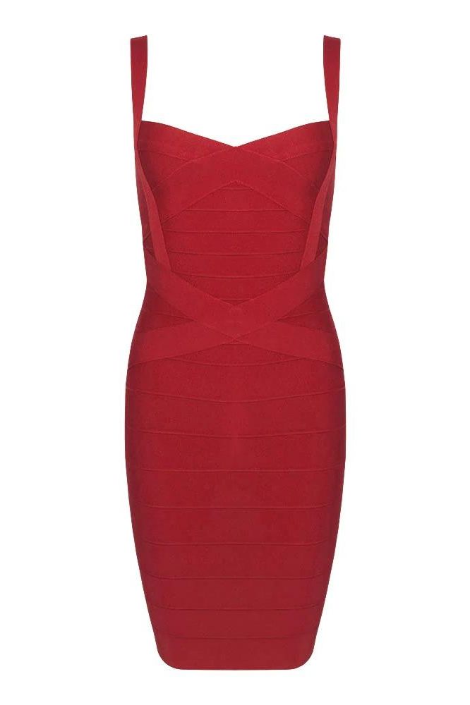Shop  red dress - Perfect for special occasions | Heidi Bandage Mini Dress - Red Wine