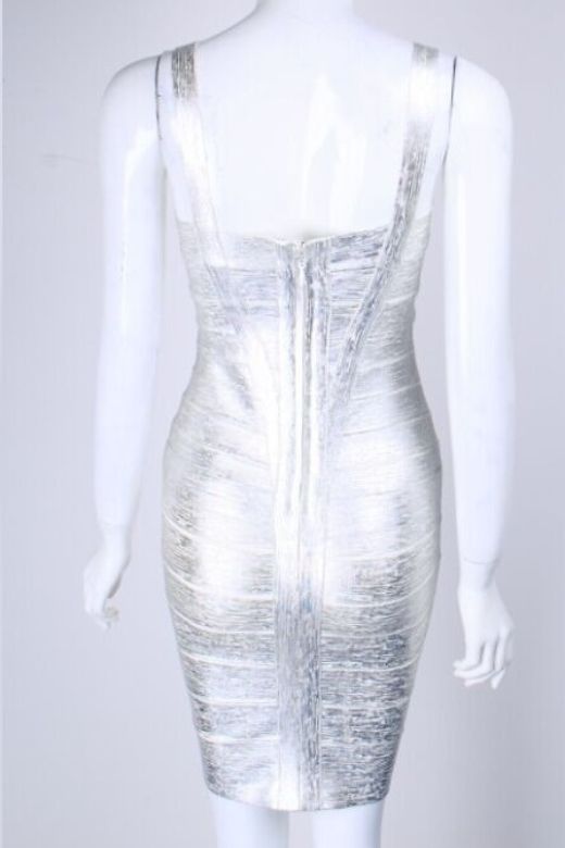 Stylish beautiful dress | Heidi Bandage Mini Dress - Silver - Ideal for special occasions