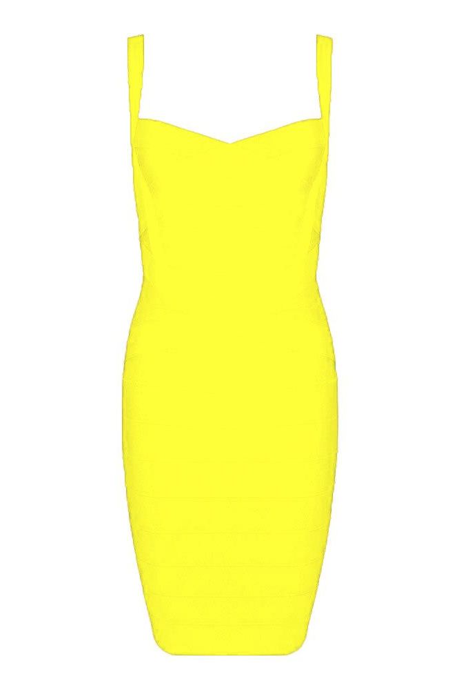 Shop  yellow dress - Perfect for special occasions | Heidi Bandage Mini Dress - Sun Yellow