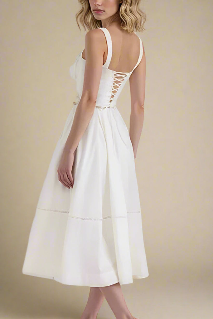 Stylish white dress | Holland  Midi Dress - White Pearl - Ideal for special occasions