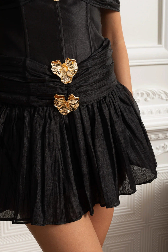 Stylish beautiful dress | Emerald Fit and Flare Corset Waist Chiffon Mini Dress - Ideal for special occasions