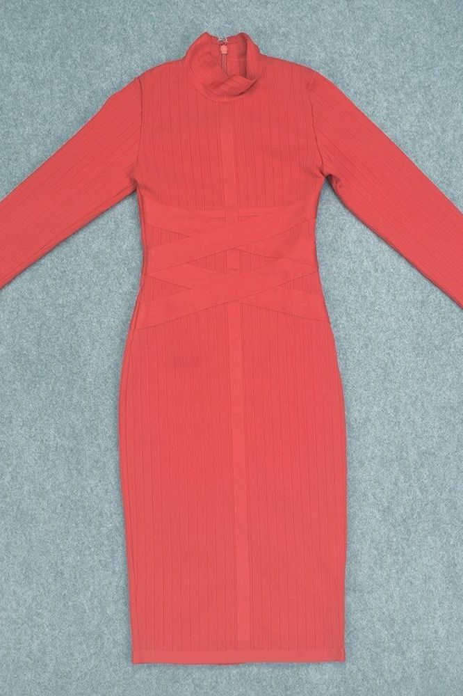 Shop  red dress - Perfect for special occasions | Jane Long Sleeve Bodycon Midi Dress - Lipstick Red
