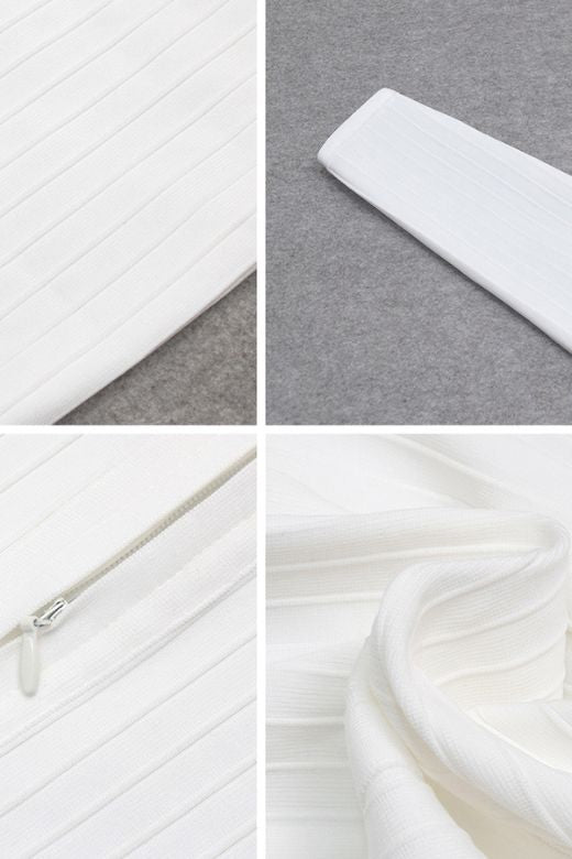 Stylish white dress | Jane Long Sleeve Bodycon Midi Dress - White Pearl - Ideal for special occasions