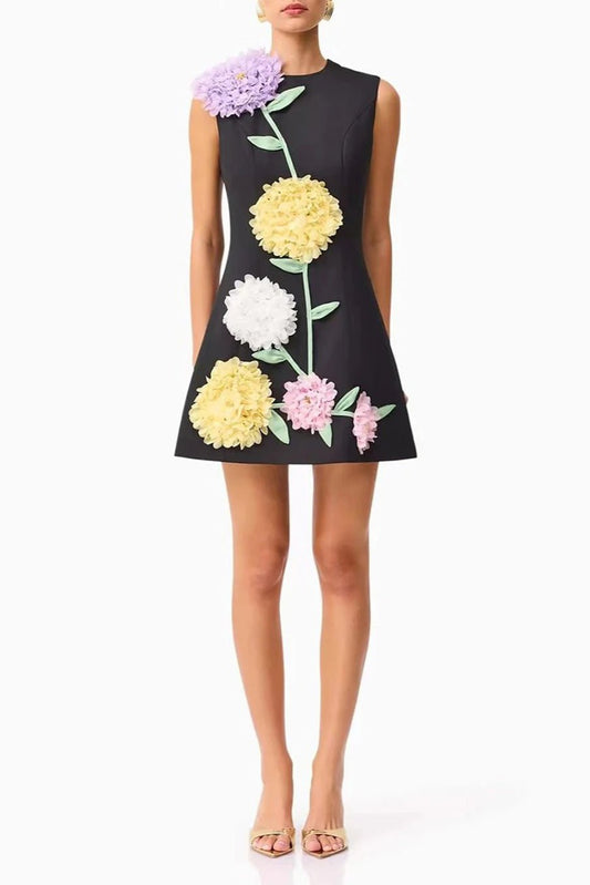 Jasmine Sleeveless Flower Mini Dress