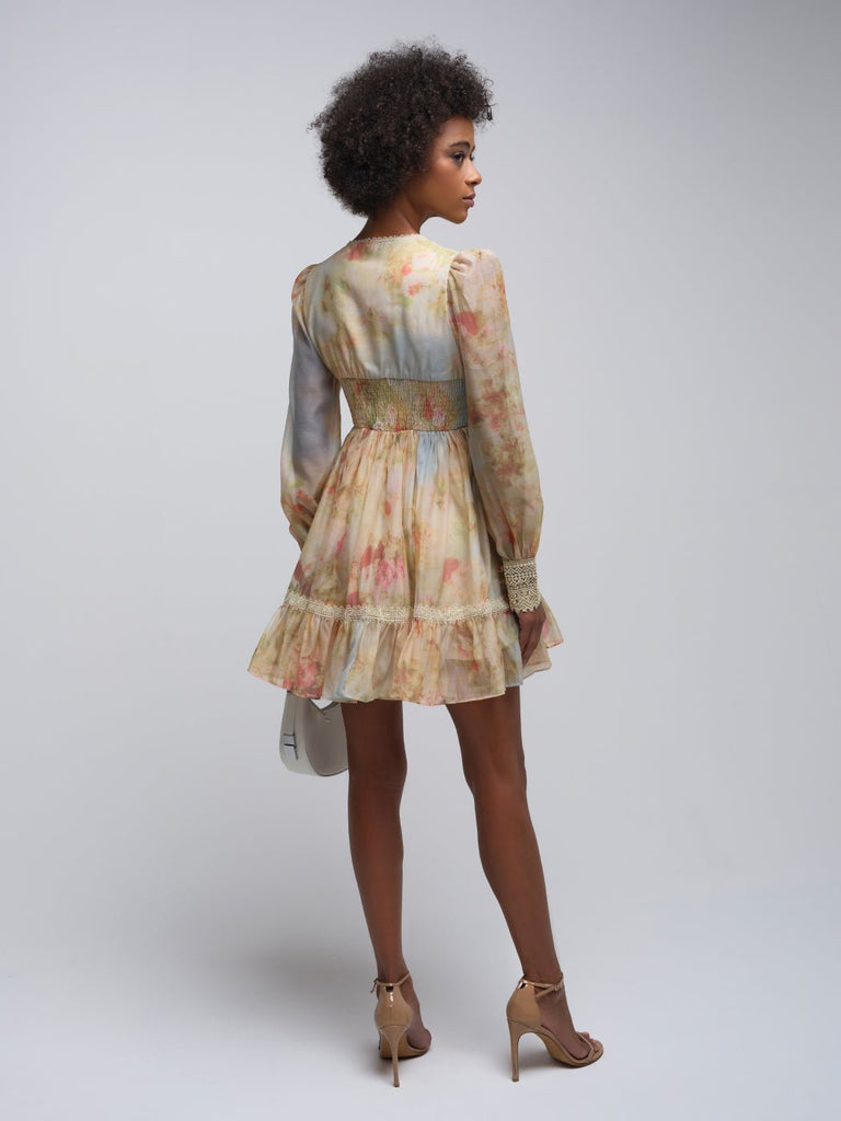 Stylish beautiful dress | Jenna V-neck Print Mini Dress - Ideal for special occasions