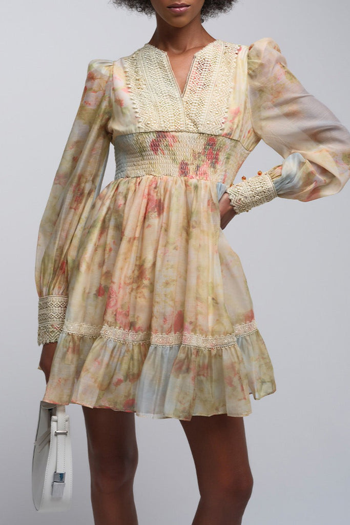 Jenna V-neck Print Mini Dress - Stylish beautiful dress for special occasions | Buy Online