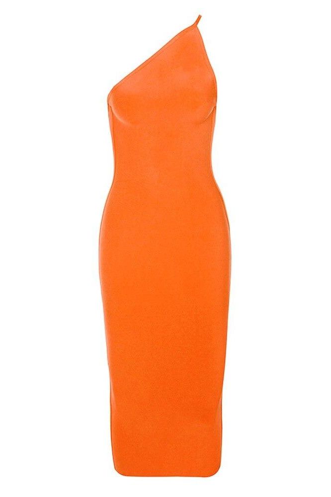 Joi Bodycon Midi Dress - Apricot Orange - Stylish orange dress for special occasions | Buy Online