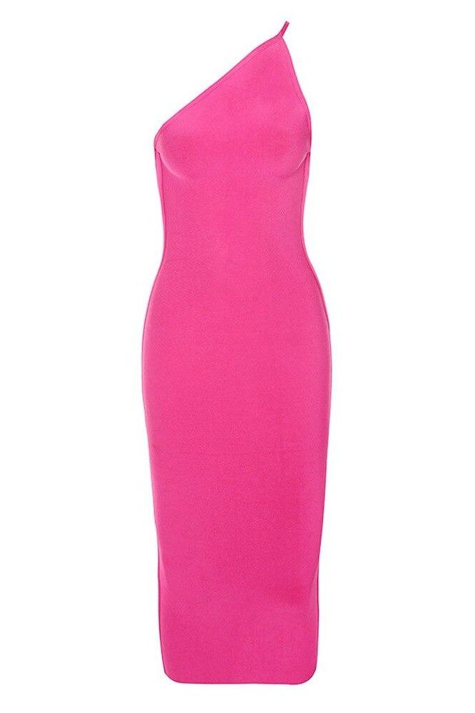 Stylish pink dress | Joi Bodycon Midi Dress - Hot Pink - Ideal for special occasions