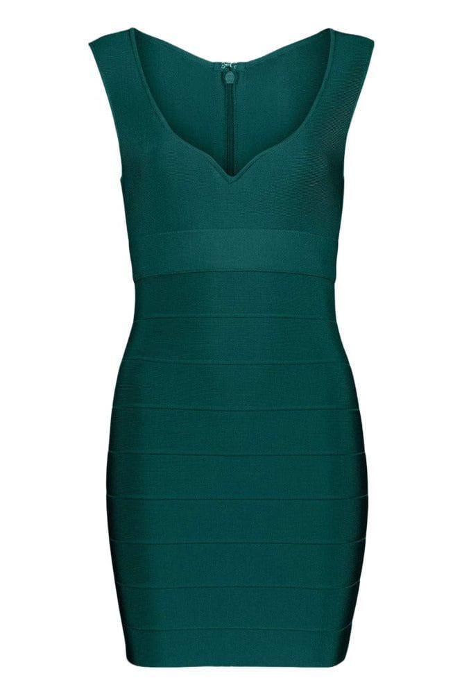 Josie Bandage V Neck Mini Dress - Emerald Green - Stylish green dress for special occasions | Buy Online