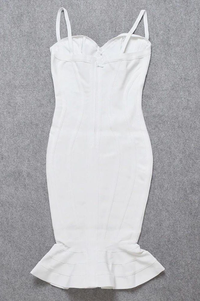 Stylish white dress | Joy Bandage Midi Dress - White Pearl - Ideal for special occasions