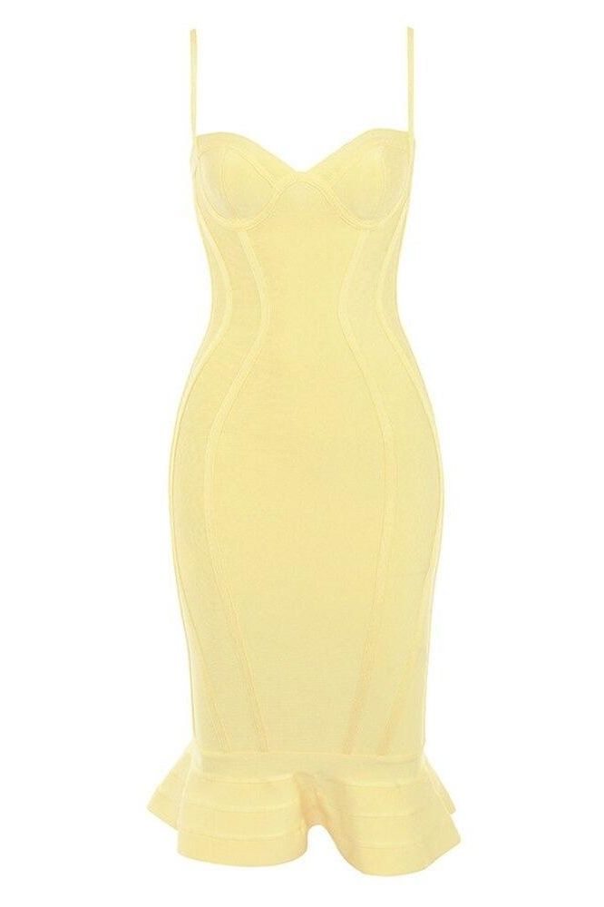 Joy Bandage Midi Dress - Sun Yellow - Stylish yellow dress for special occasions | Buy Online