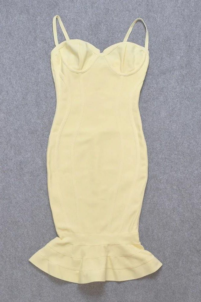 Stylish yellow dress | Joy Bandage Midi Dress - Sun Yellow - Ideal for special occasions