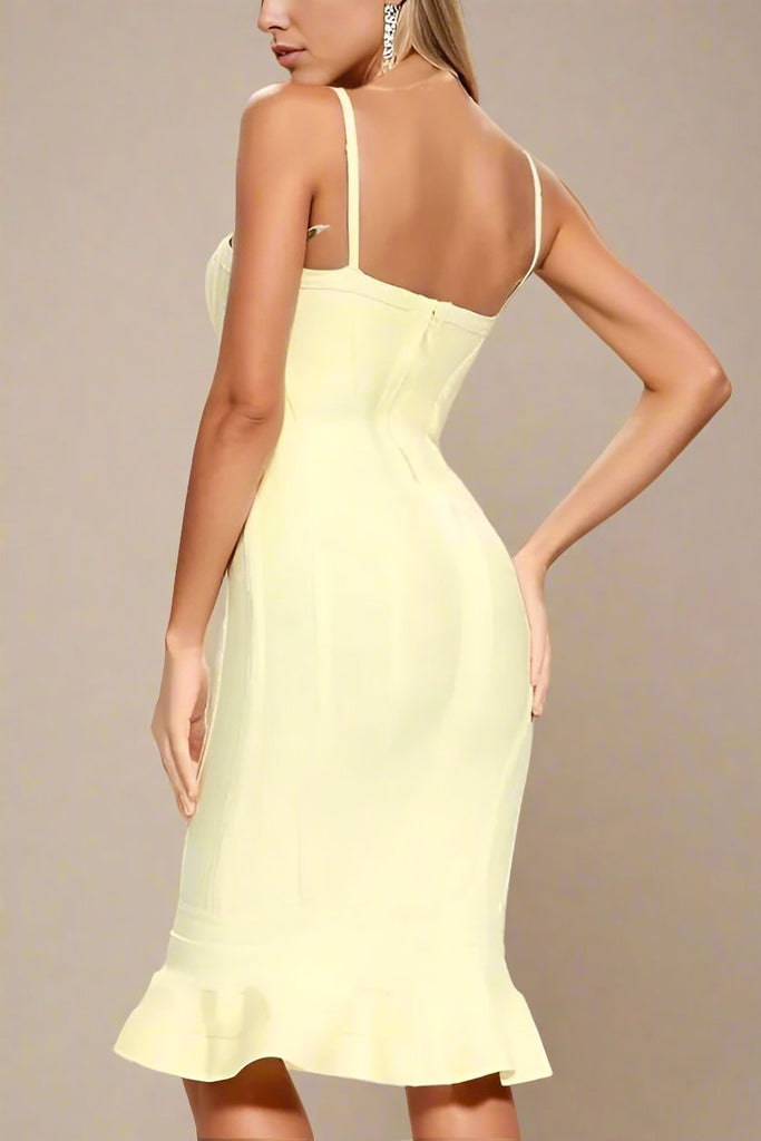 Shop  yellow dress - Perfect for special occasions | Joy Bandage Midi Dress - Sun Yellow
